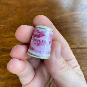 AK Kaiser W Germany Porcelain‎ Thimble Collectible Sewing Floral Pink